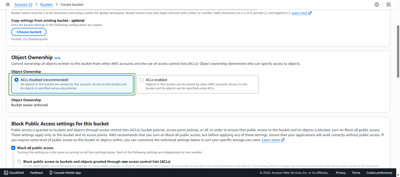 Create S3 Bucket